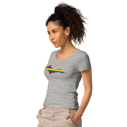 Michigan Upper Peninsula T-Shirt (w/ UP Pride Flag Outline) | Women's Organic