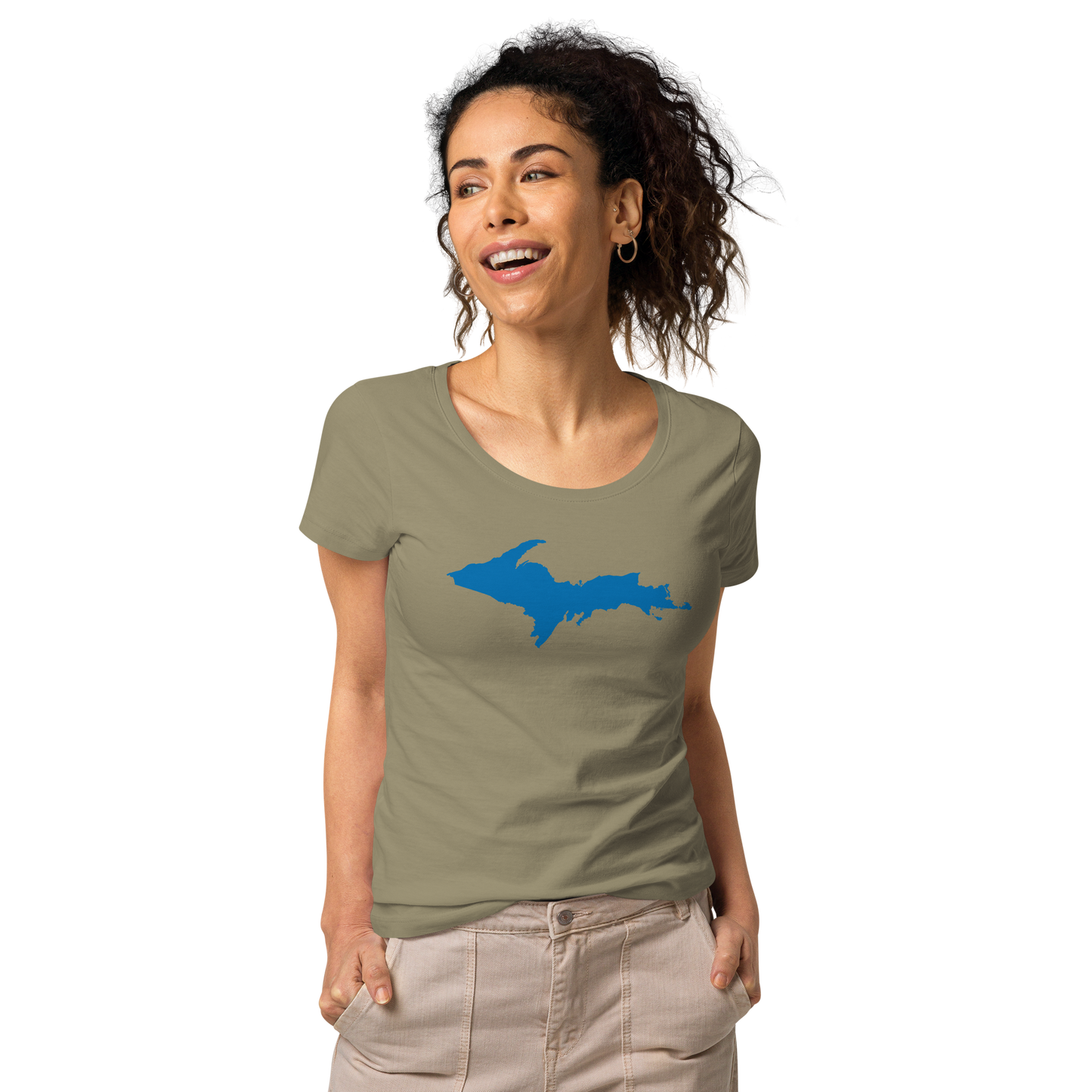 Michigan Upper Peninsula T-Shirt (w/ Azure UP Outline | Women's Organic