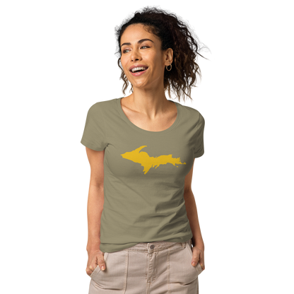 Michigan Upper Peninsula T-Shirt (w/ Gold UP Outline) | Women's Organic