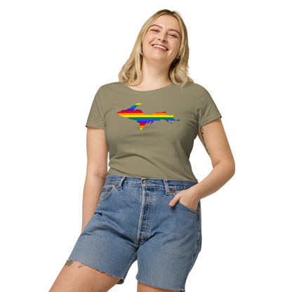 Michigan Upper Peninsula T-Shirt (w/ UP Pride Flag Outline) | Women's Organic