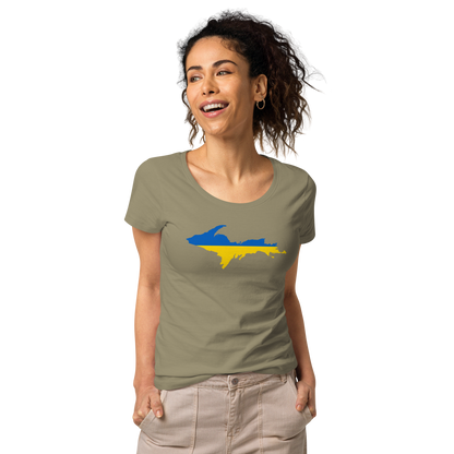 Michigan Upper Peninsula T-Shirt (w/ UP Ukraine Flag Outline) | Women's Organic