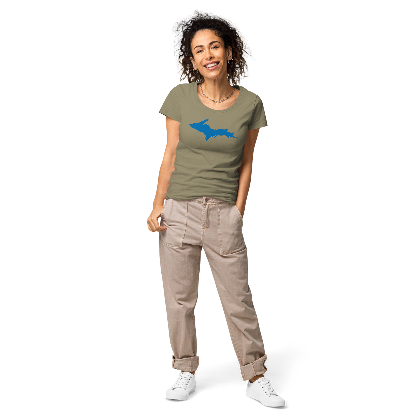 Michigan Upper Peninsula T-Shirt (w/ Azure UP Outline | Women's Organic