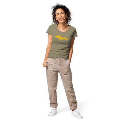 Michigan Upper Peninsula T-Shirt (w/ Gold UP Outline) | Women's Organic