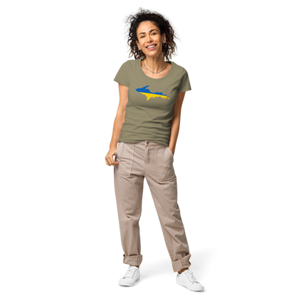 Michigan Upper Peninsula T-Shirt (w/ UP Ukraine Flag Outline) | Women's Organic