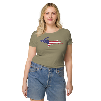 Michigan Upper Peninsula T-Shirt (w/ UP USA Flag Outline | Women's Organic