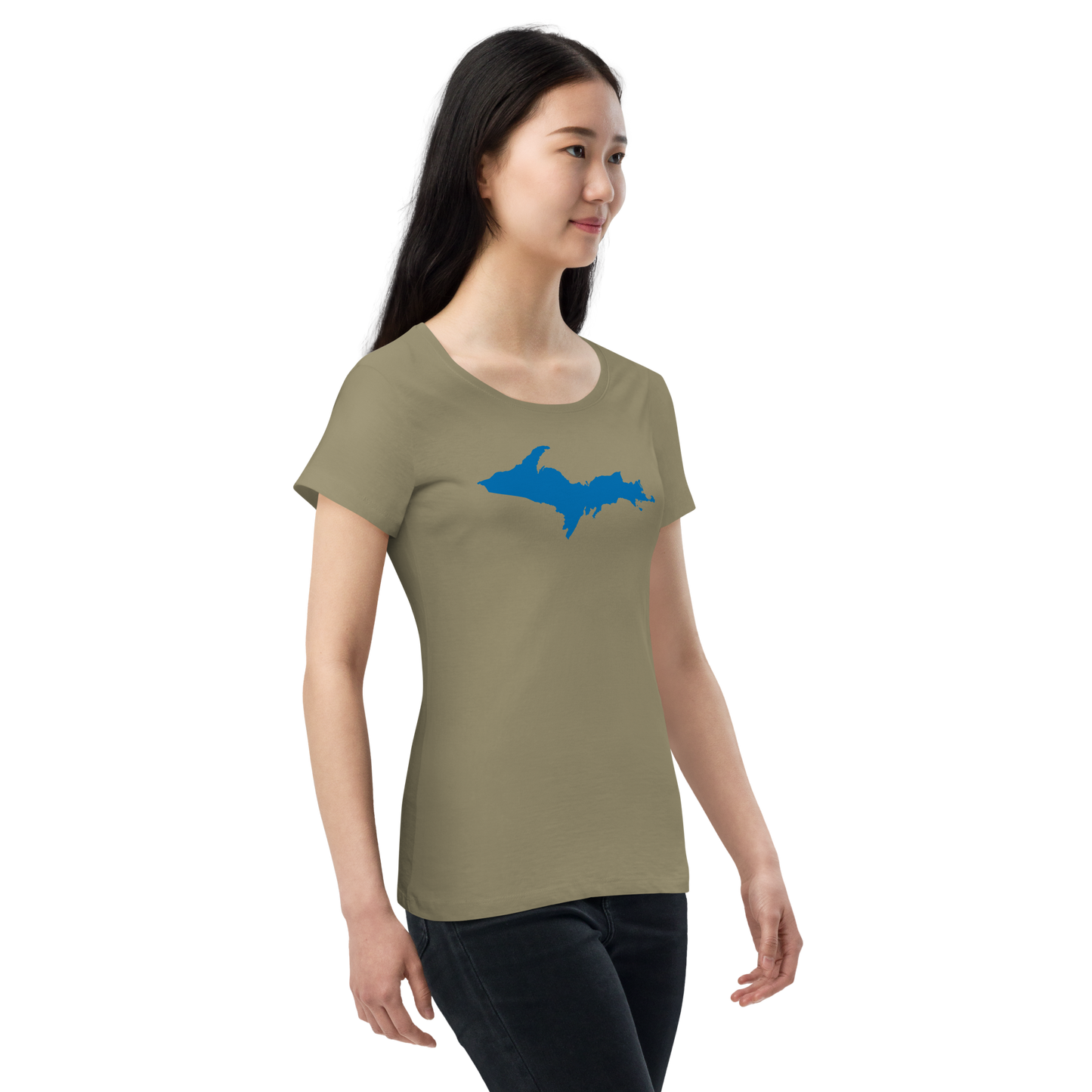 Michigan Upper Peninsula T-Shirt (w/ Azure UP Outline | Women's Organic