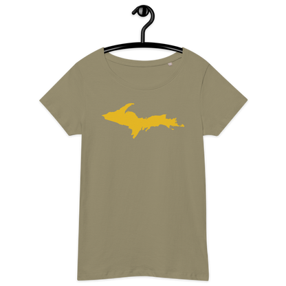 Michigan Upper Peninsula T-Shirt (w/ Gold UP Outline) | Women's Organic