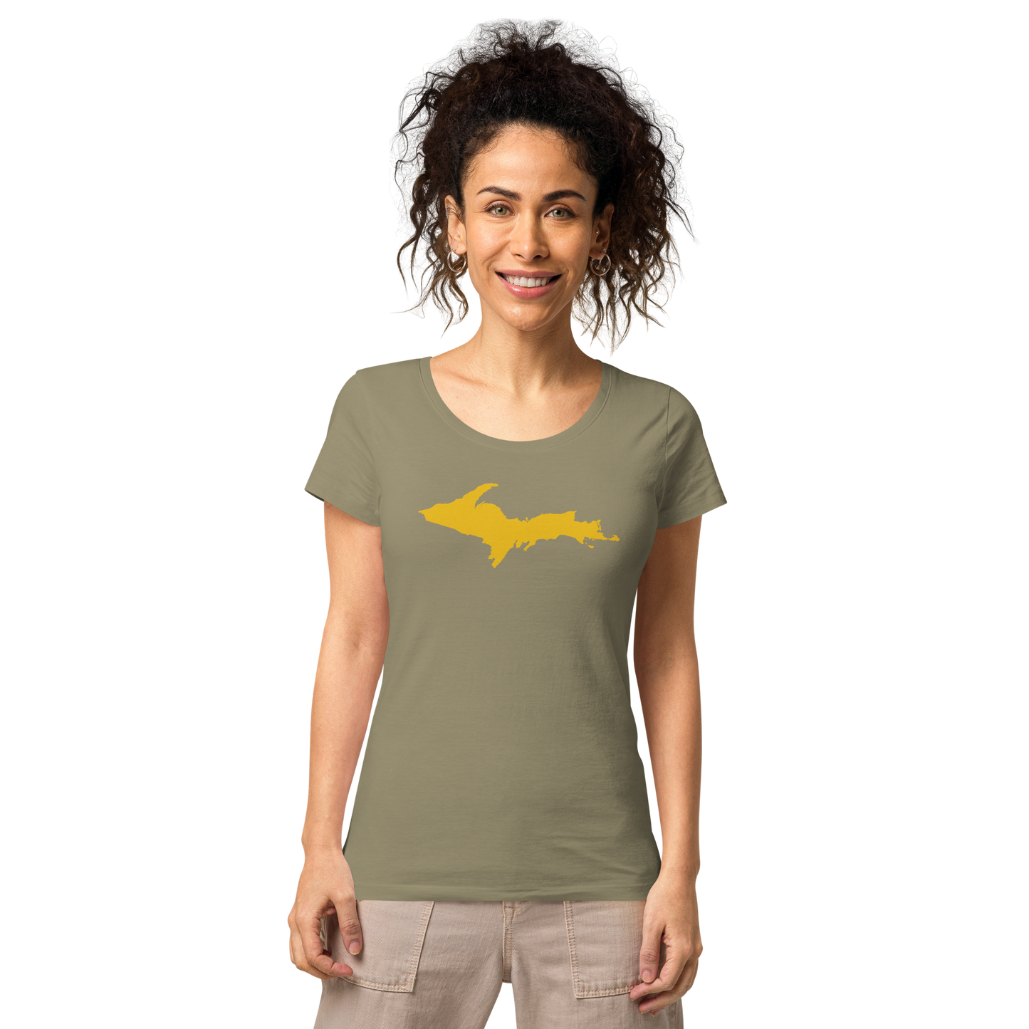 Michigan Upper Peninsula T-Shirt (w/ Gold UP Outline) | Women's Organic