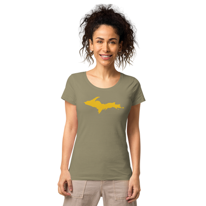 Michigan Upper Peninsula T-Shirt (w/ Gold UP Outline) | Women's Organic