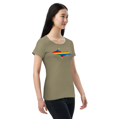 Michigan Upper Peninsula T-Shirt (w/ UP Pride Flag Outline) | Women's Organic