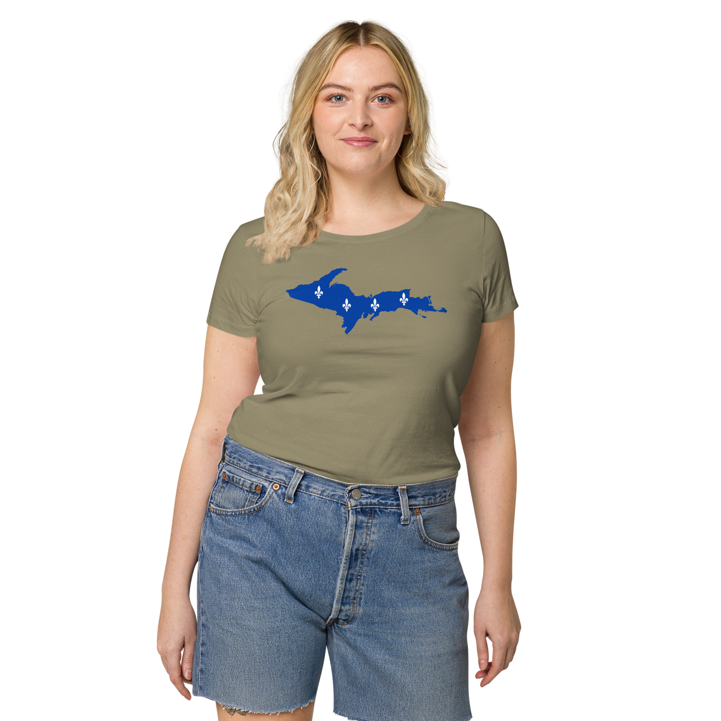 Michigan Upper Peninsula T-Shirt (w/ UP Quebec Flag Outline) | Women's Organic