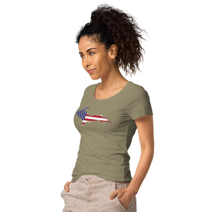 Michigan Upper Peninsula T-Shirt (w/ UP USA Flag Outline | Women's Organic