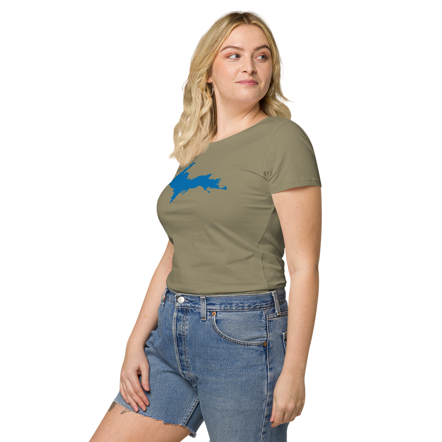 Michigan Upper Peninsula T-Shirt (w/ Azure UP Outline | Women's Organic