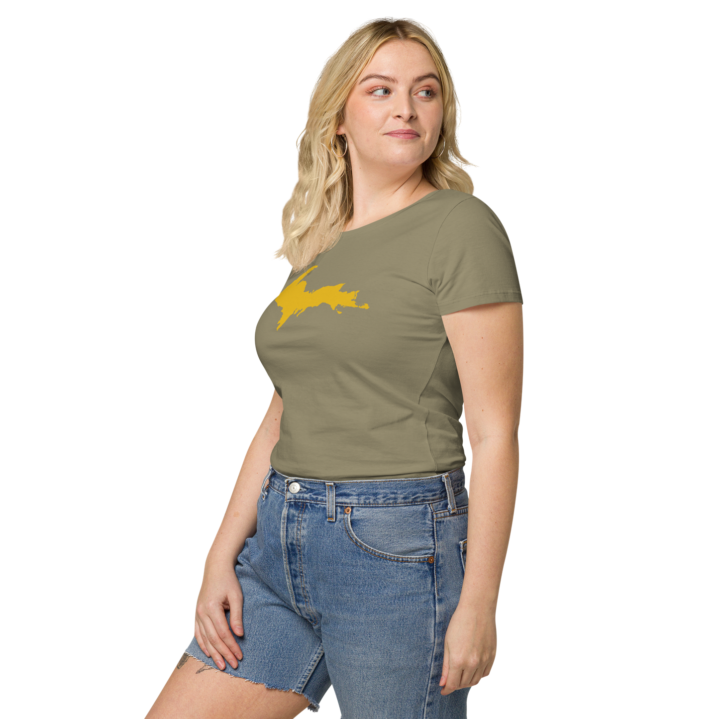 Michigan Upper Peninsula T-Shirt (w/ Gold UP Outline) | Women's Organic