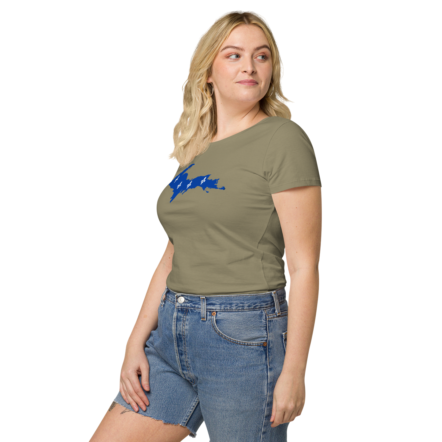 Michigan Upper Peninsula T-Shirt (w/ UP Quebec Flag Outline) | Women's Organic