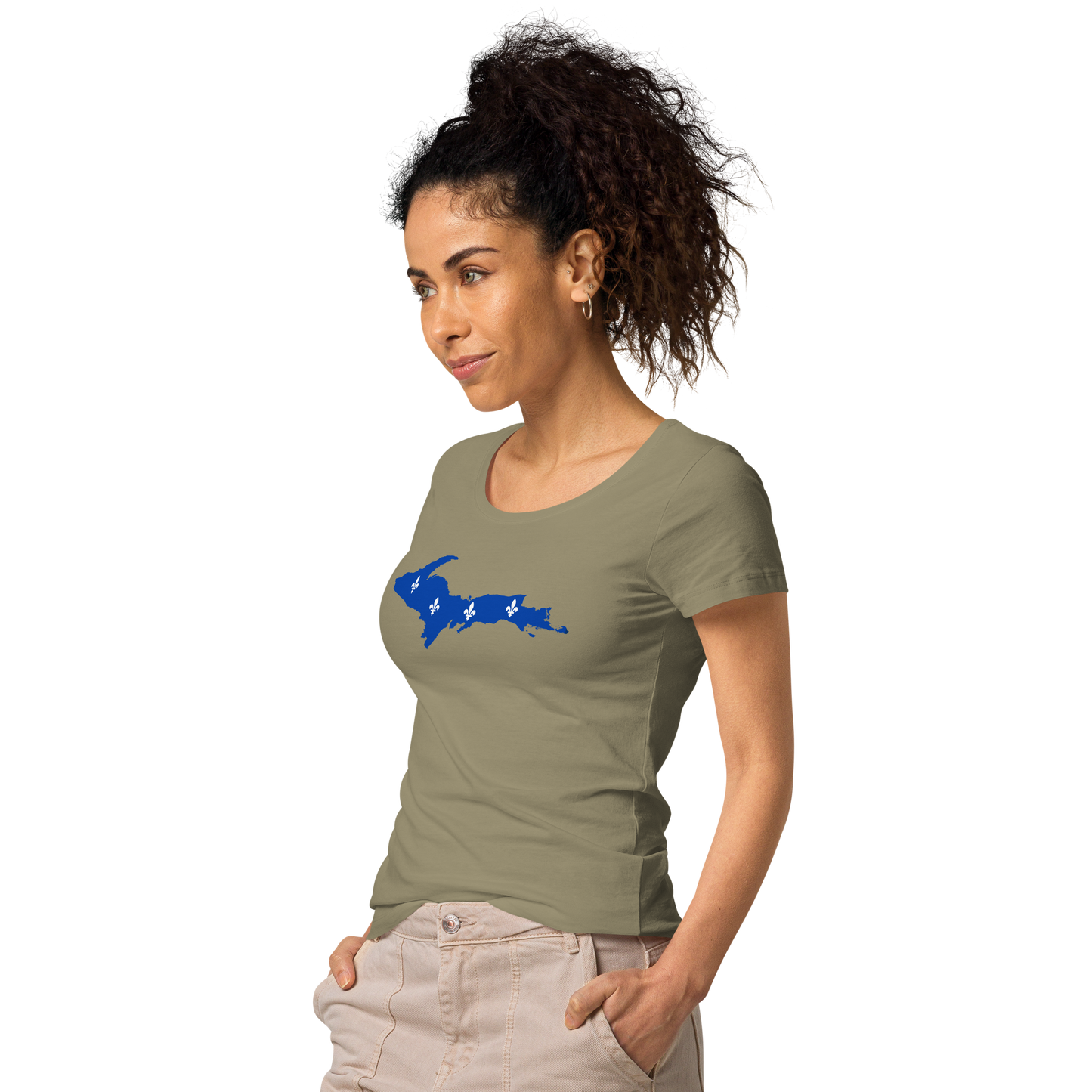 Michigan Upper Peninsula T-Shirt (w/ UP Quebec Flag Outline) | Women's Organic