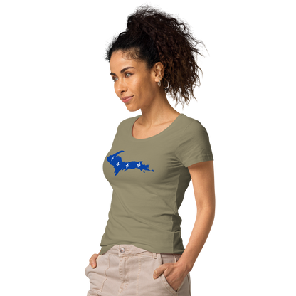 Michigan Upper Peninsula T-Shirt (w/ UP Quebec Flag Outline) | Women's Organic