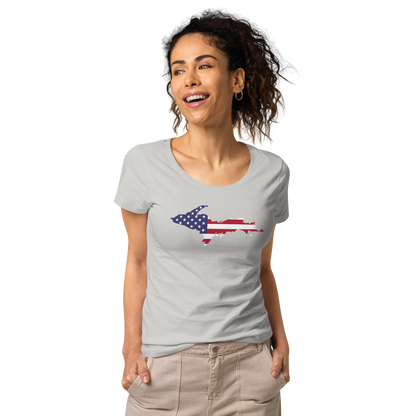 Michigan Upper Peninsula T-Shirt (w/ UP USA Flag Outline | Women's Organic