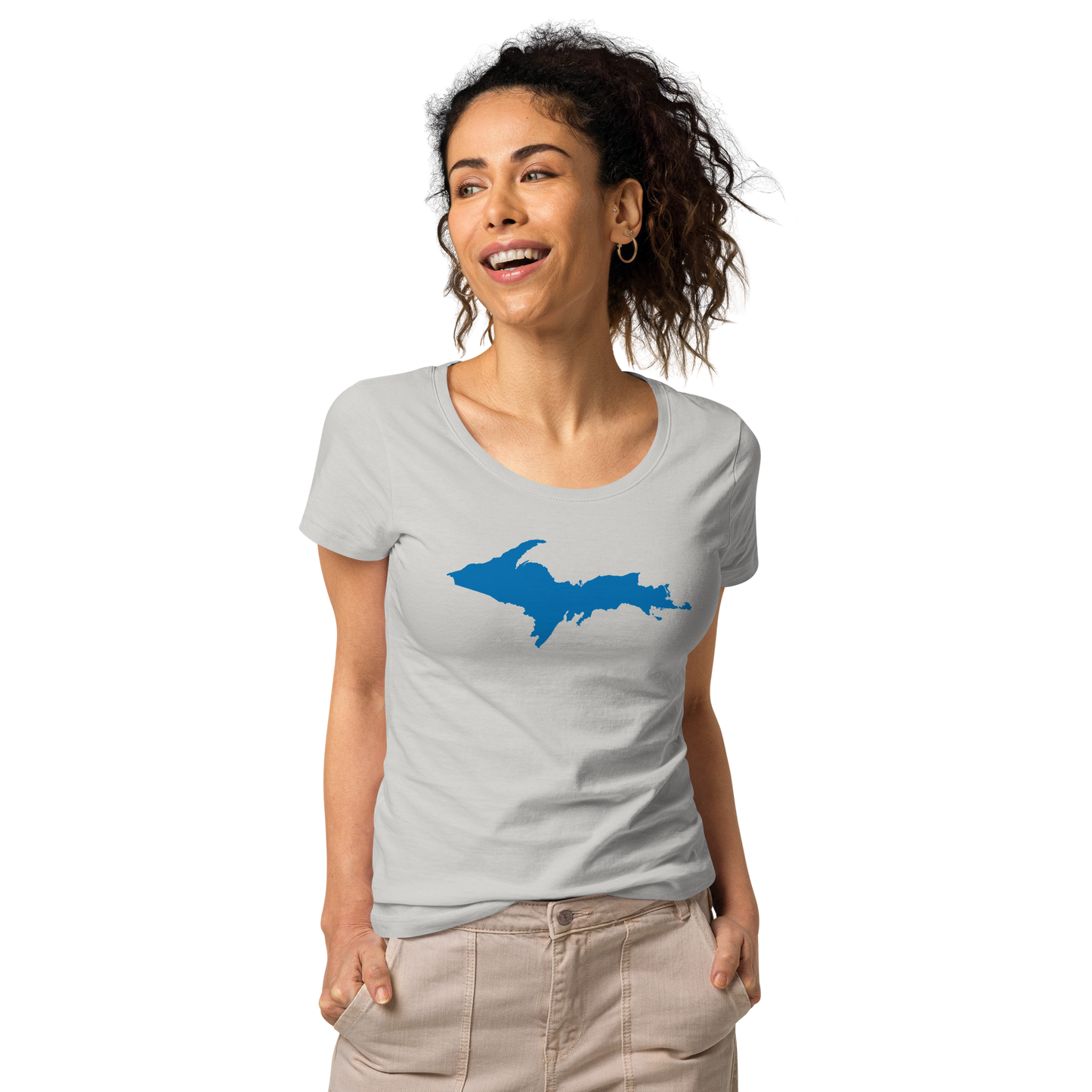 Michigan Upper Peninsula T-Shirt (w/ Azure UP Outline | Women's Organic