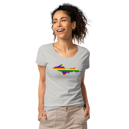 Michigan Upper Peninsula T-Shirt (w/ UP Pride Flag Outline) | Women's Organic