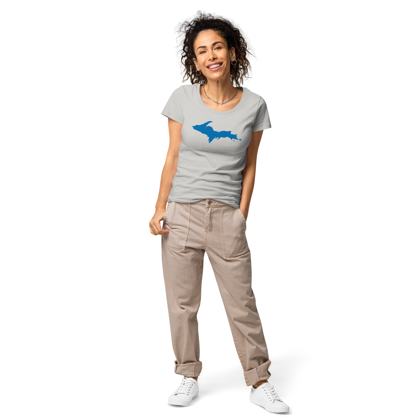 Michigan Upper Peninsula T-Shirt (w/ Azure UP Outline | Women's Organic