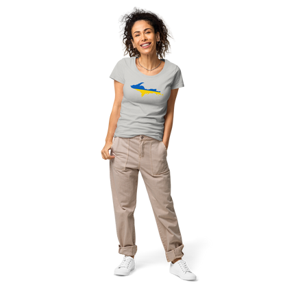 Michigan Upper Peninsula T-Shirt (w/ UP Ukraine Flag Outline) | Women's Organic