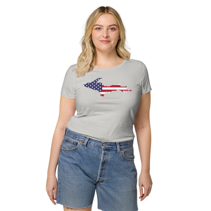 Michigan Upper Peninsula T-Shirt (w/ UP USA Flag Outline | Women's Organic