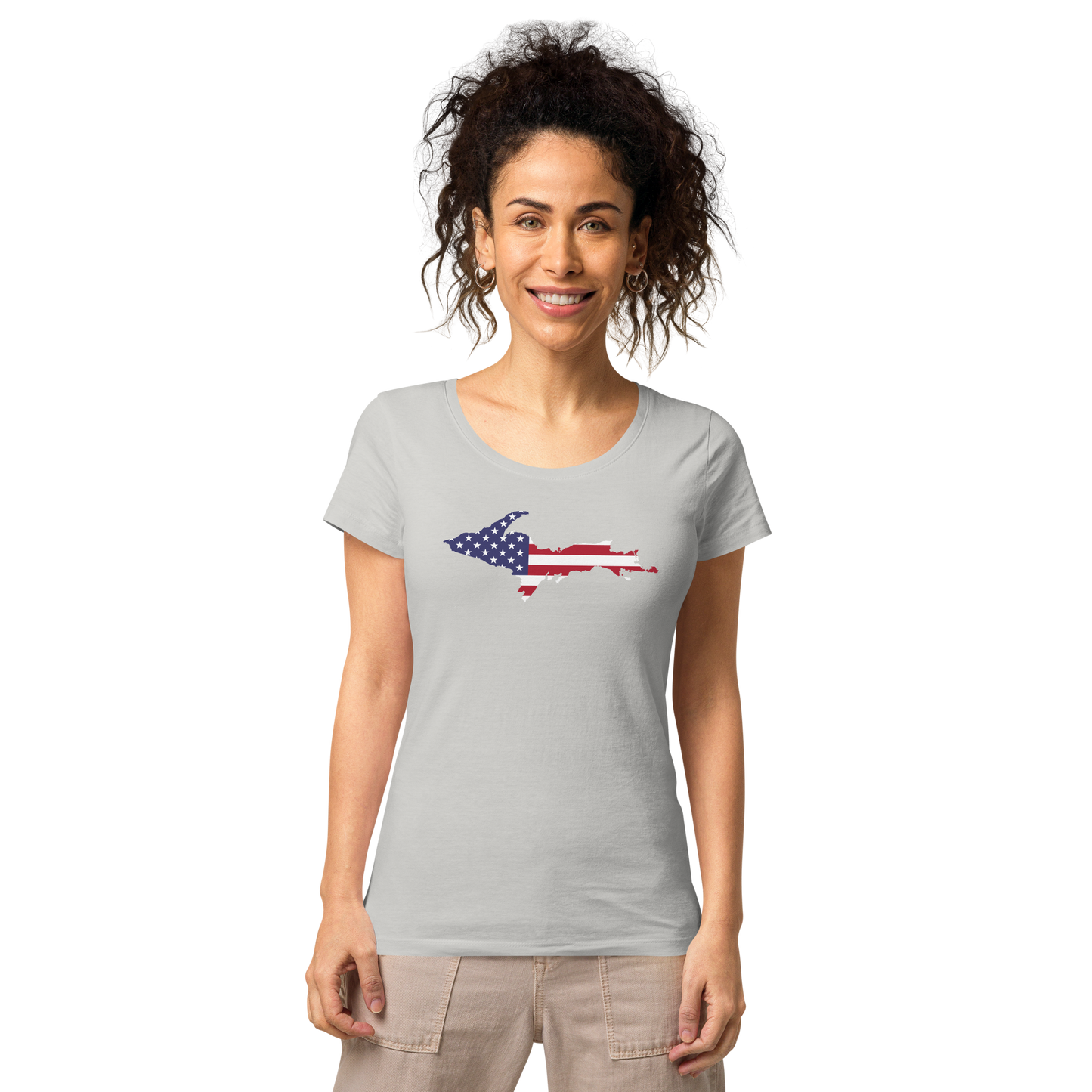 Michigan Upper Peninsula T-Shirt (w/ UP USA Flag Outline | Women's Organic