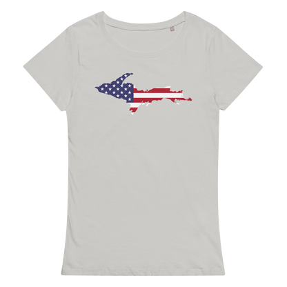 Michigan Upper Peninsula T-Shirt (w/ UP USA Flag Outline | Women's Organic