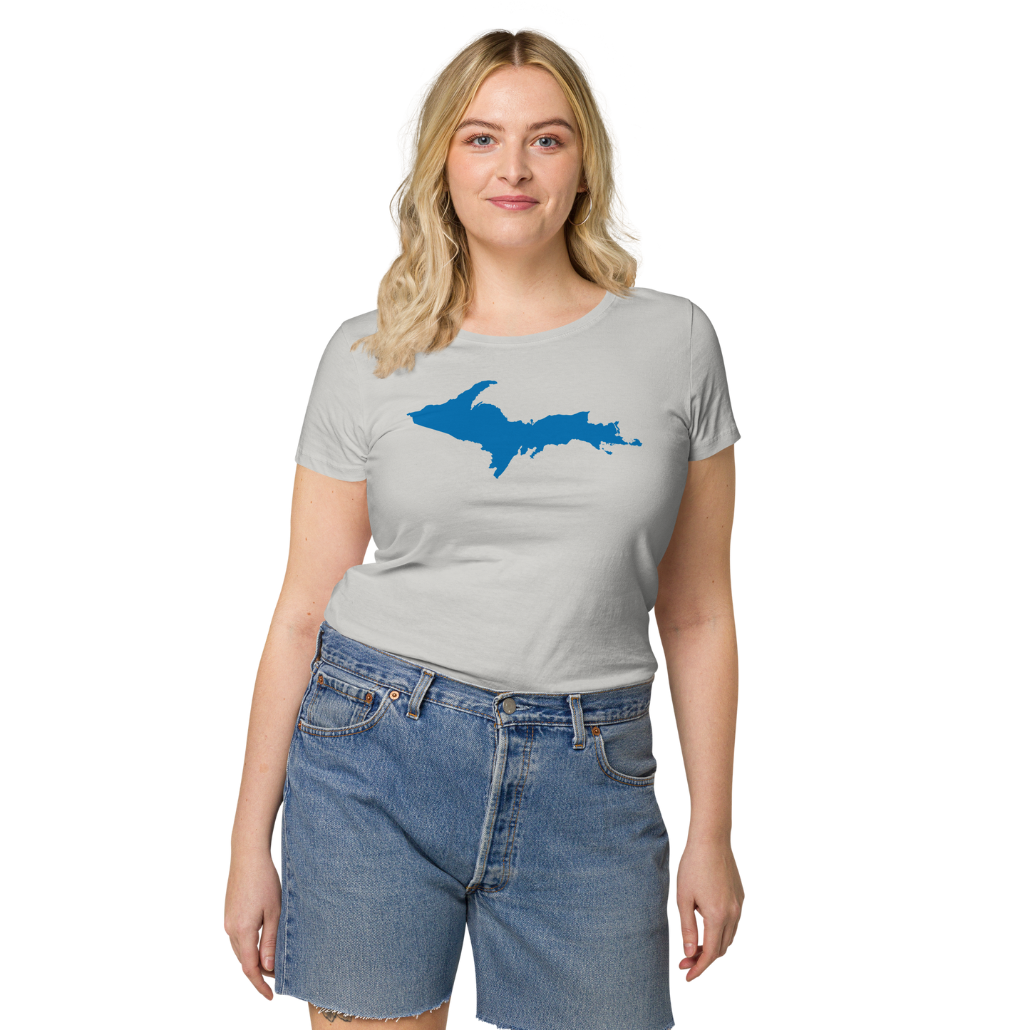 Michigan Upper Peninsula T-Shirt (w/ Azure UP Outline | Women's Organic