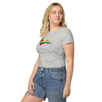 Michigan Upper Peninsula T-Shirt (w/ UP Pride Flag Outline) | Women's Organic