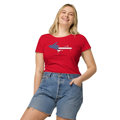 Michigan Upper Peninsula T-Shirt (w/ UP USA Flag Outline | Women's Organic