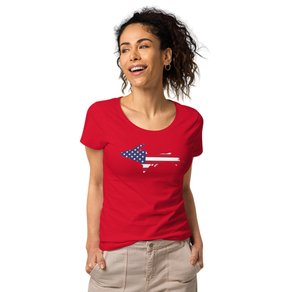 Michigan Upper Peninsula T-Shirt (w/ UP USA Flag Outline | Women's Organic