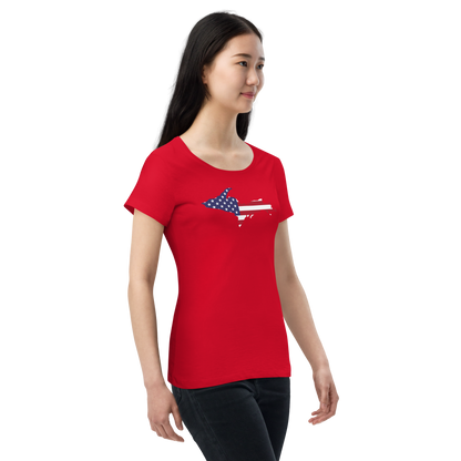 Michigan Upper Peninsula T-Shirt (w/ UP USA Flag Outline | Women's Organic