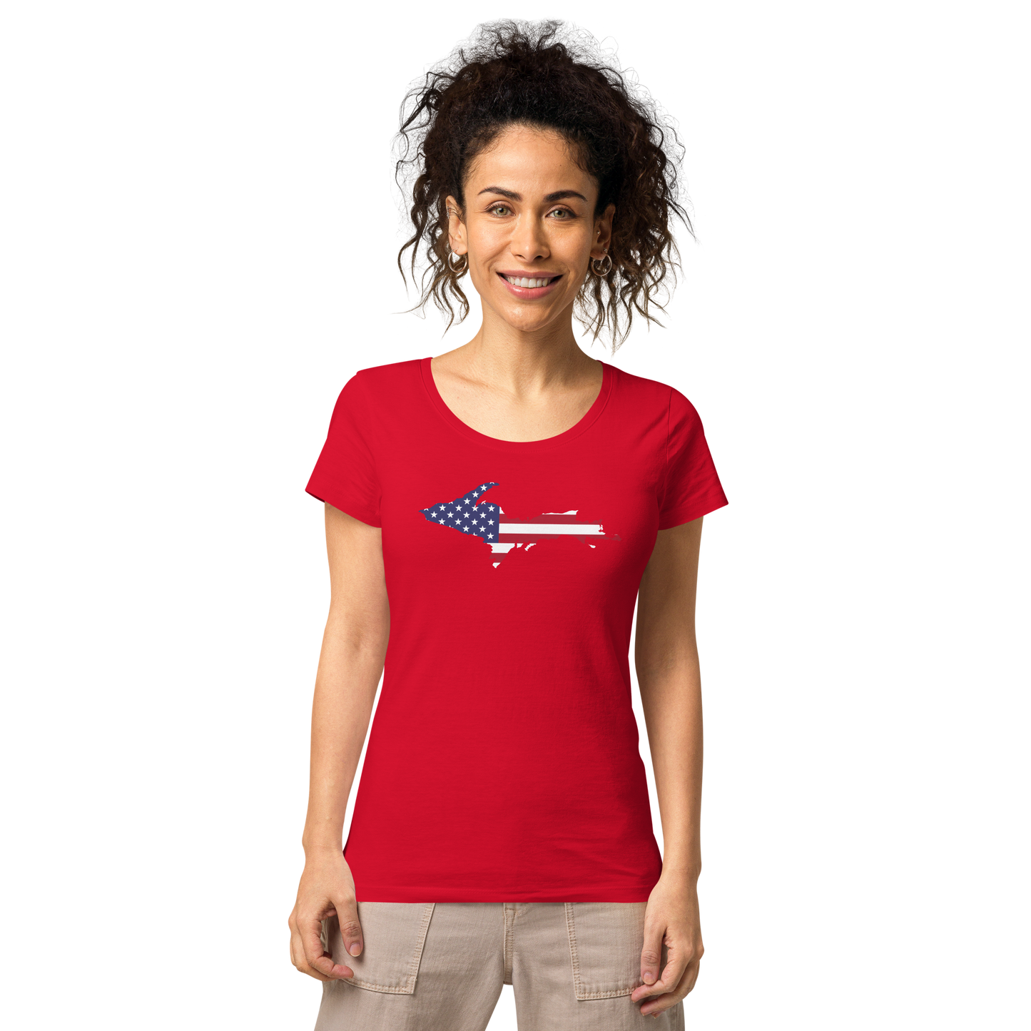 Michigan Upper Peninsula T-Shirt (w/ UP USA Flag Outline | Women's Organic