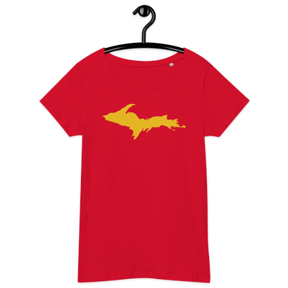 Michigan Upper Peninsula T-Shirt (w/ Gold UP Outline) | Women's Organic