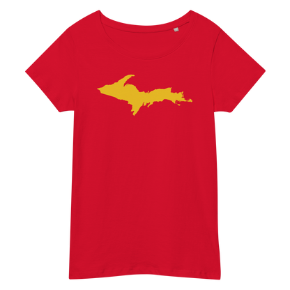 Michigan Upper Peninsula T-Shirt (w/ Gold UP Outline) | Women's Organic