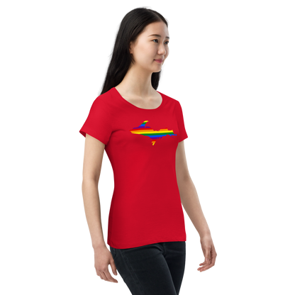 Michigan Upper Peninsula T-Shirt (w/ UP Pride Flag Outline) | Women's Organic