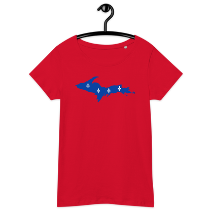 Michigan Upper Peninsula T-Shirt (w/ UP Quebec Flag Outline) | Women's Organic