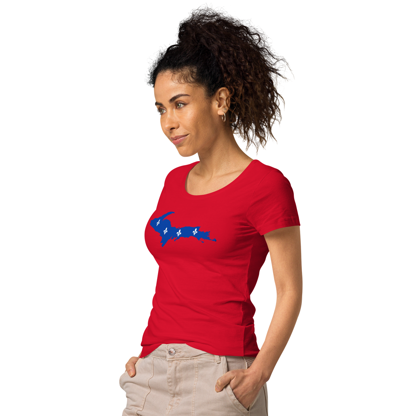 Michigan Upper Peninsula T-Shirt (w/ UP Quebec Flag Outline) | Women's Organic