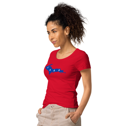 Michigan Upper Peninsula T-Shirt (w/ UP Quebec Flag Outline) | Women's Organic