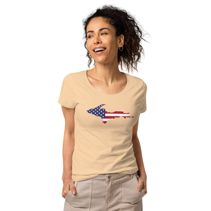 Michigan Upper Peninsula T-Shirt (w/ UP USA Flag Outline | Women's Organic