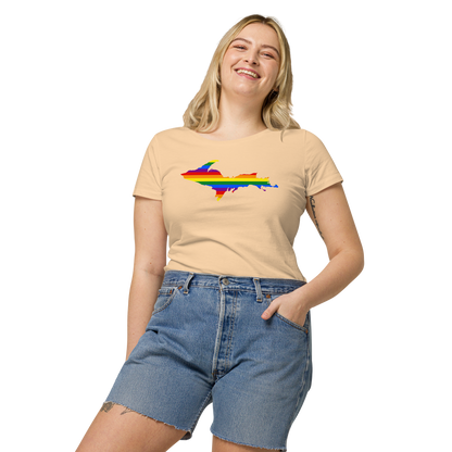 Michigan Upper Peninsula T-Shirt (w/ UP Pride Flag Outline) | Women's Organic