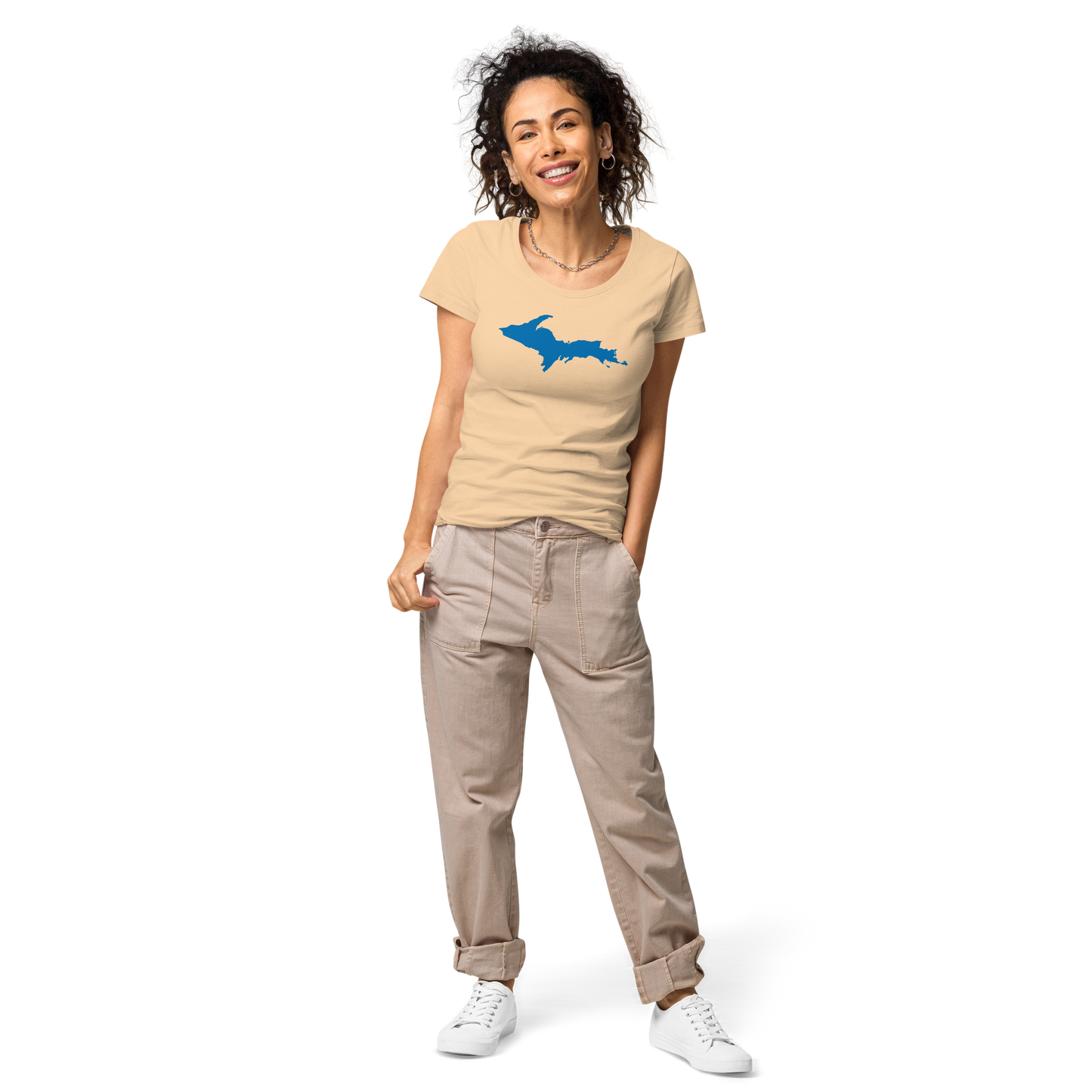 Michigan Upper Peninsula T-Shirt (w/ Azure UP Outline | Women's Organic