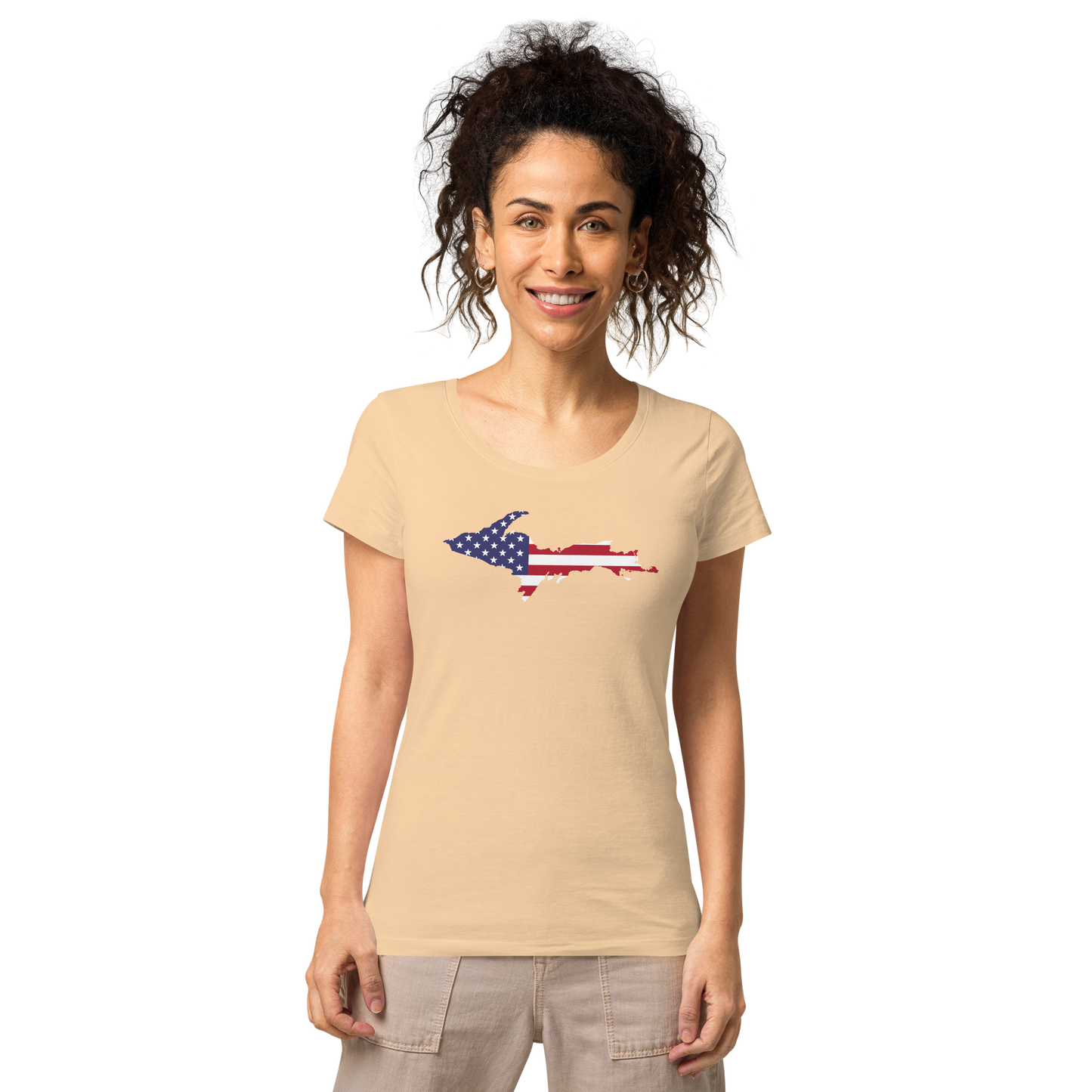 Michigan Upper Peninsula T-Shirt (w/ UP USA Flag Outline | Women's Organic