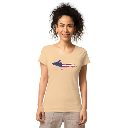 Michigan Upper Peninsula T-Shirt (w/ UP USA Flag Outline | Women's Organic