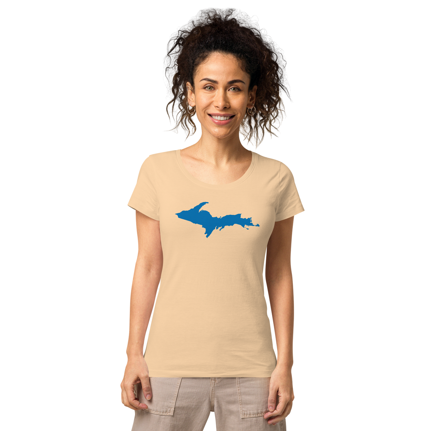 Michigan Upper Peninsula T-Shirt (w/ Azure UP Outline | Women's Organic