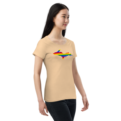 Michigan Upper Peninsula T-Shirt (w/ UP Pride Flag Outline) | Women's Organic