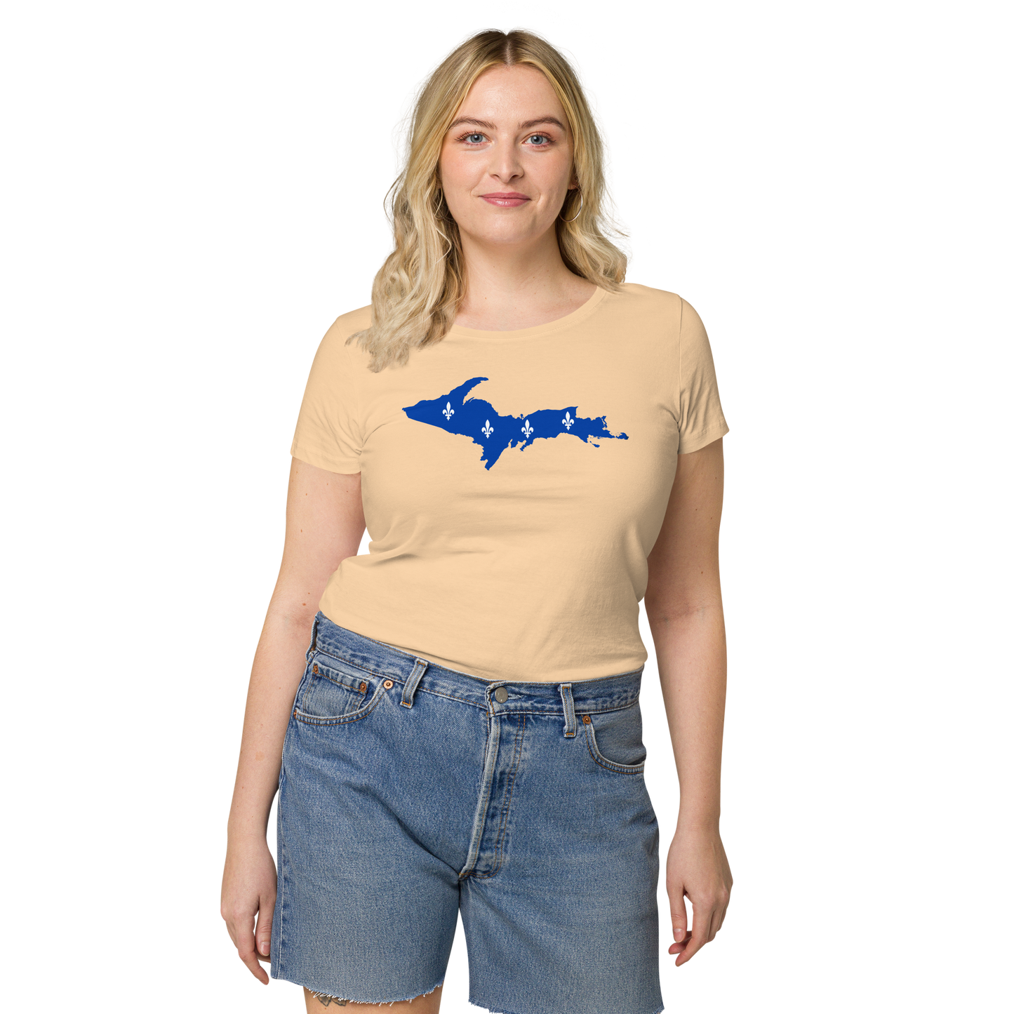 Michigan Upper Peninsula T-Shirt (w/ UP Quebec Flag Outline) | Women's Organic