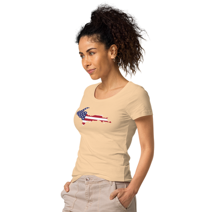 Michigan Upper Peninsula T-Shirt (w/ UP USA Flag Outline | Women's Organic